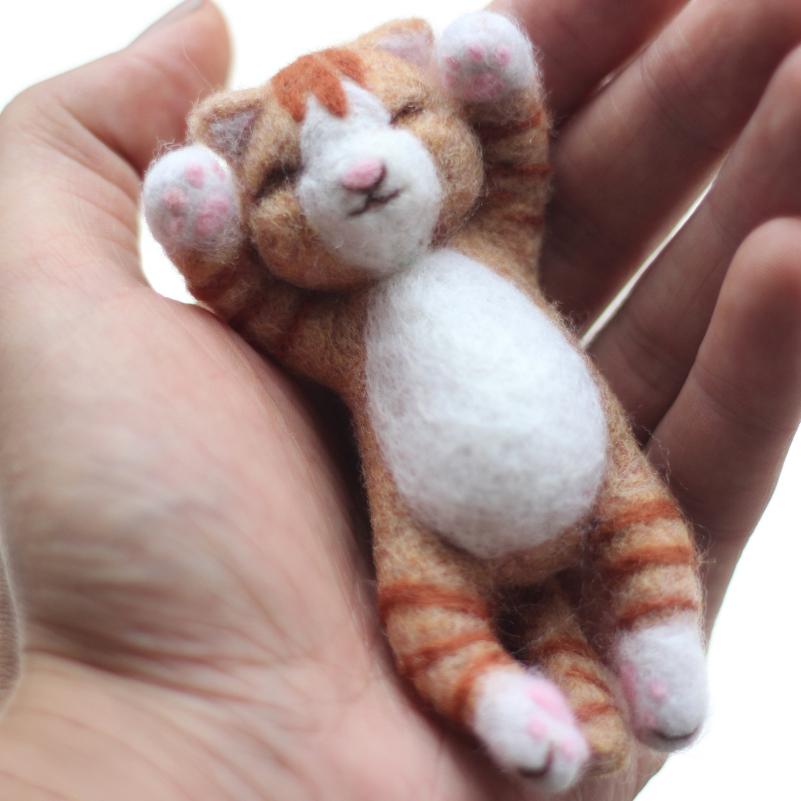 Lazy Cat Needle Felting Kit for Beginners Craft Kit Mother's Day