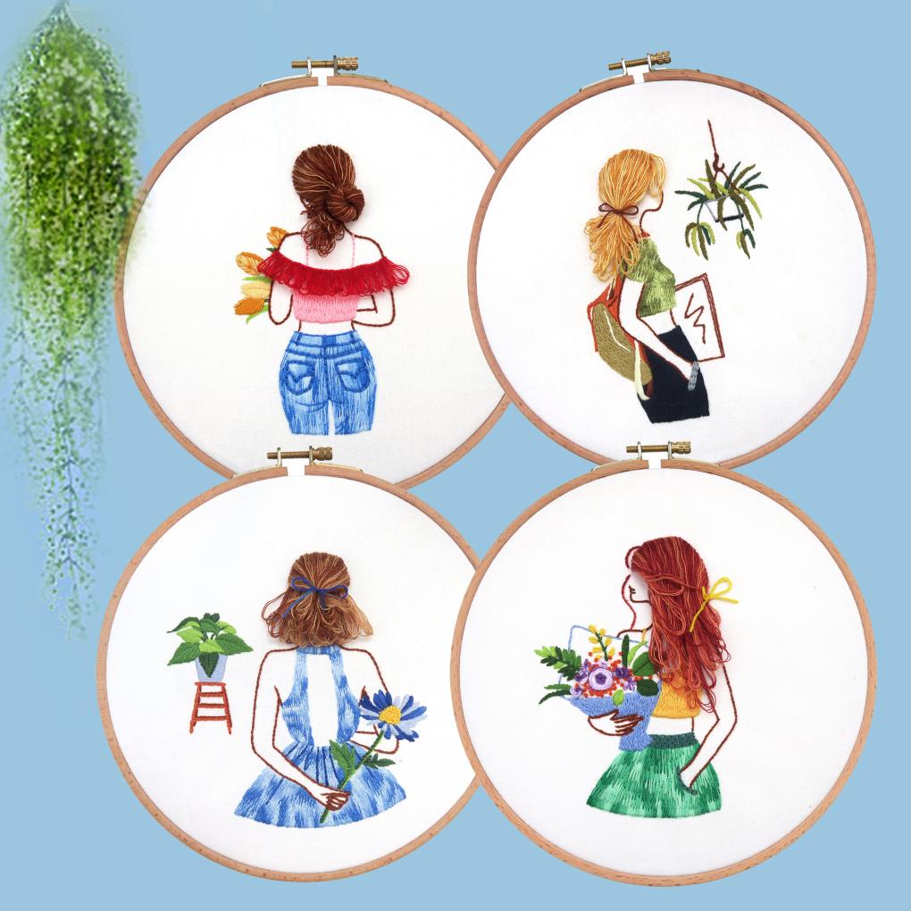 Lady Pattern Embroidery Kit (D) 8inch Hoop – Artec360 Craft All Right  Reserved